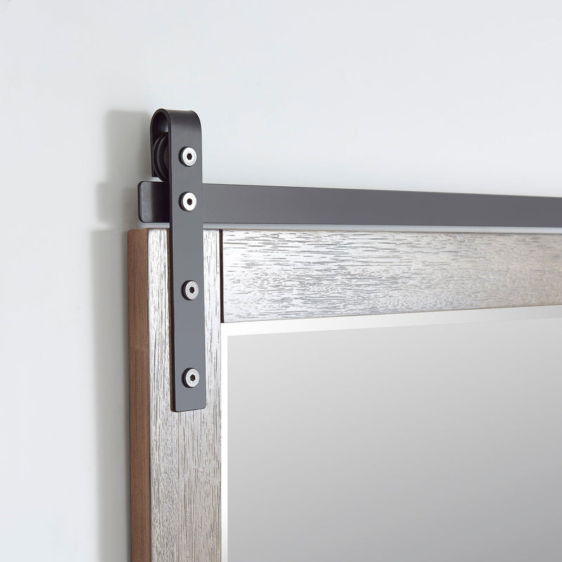 Vinnova 701772-MIR-CR Cortes 72" Rectangular Bathroom Vanity Barndoor Wall Mount Mirror in Grey