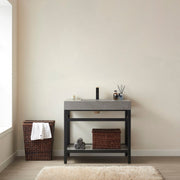 Vinnova 702536-TB-WK Funes 36" Single Sink Bath Vanity in Matte Black Metal Support with Grey Sintered Stone Top - view 2