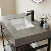 Vinnova 702536-TB-WK Funes 36" Single Sink Bath Vanity in Matte Black Metal Support with Grey Sintered Stone Top - view 5
