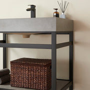 Vinnova 702536-TB-WK Funes 36" Single Sink Bath Vanity in Matte Black Metal Support with Grey Sintered Stone Top - view 6