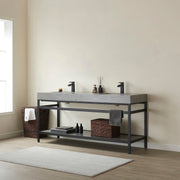 Vinnova 702572-TB-WK Funes 72" Double Sink Bath Vanity in Matte Black Metal Support with Grey Sintered Stone Top - view 4
