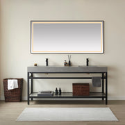Vinnova 702572-TB-WK Funes 72" Double Sink Bath Vanity in Matte Black Metal Support