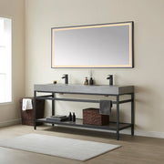 Vinnova 702572-TB-WK Funes 72" Double Sink Bath Vanity in Matte Black Metal Support with Grey Sintered Stone Top - view 3