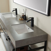 Vinnova 702572-TB-WK Funes 72" Double Sink Bath Vanity in Matte Black Metal Support with Grey Sintered Stone Top - view 5