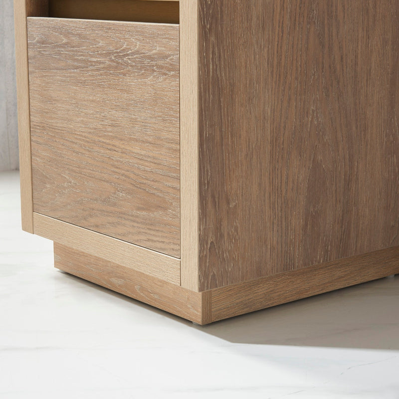 Vinnova 703018-NO-WH Huesca 18" Single Sink Bath Vanity in North American Oak with White Composite Integral Square Sink Top