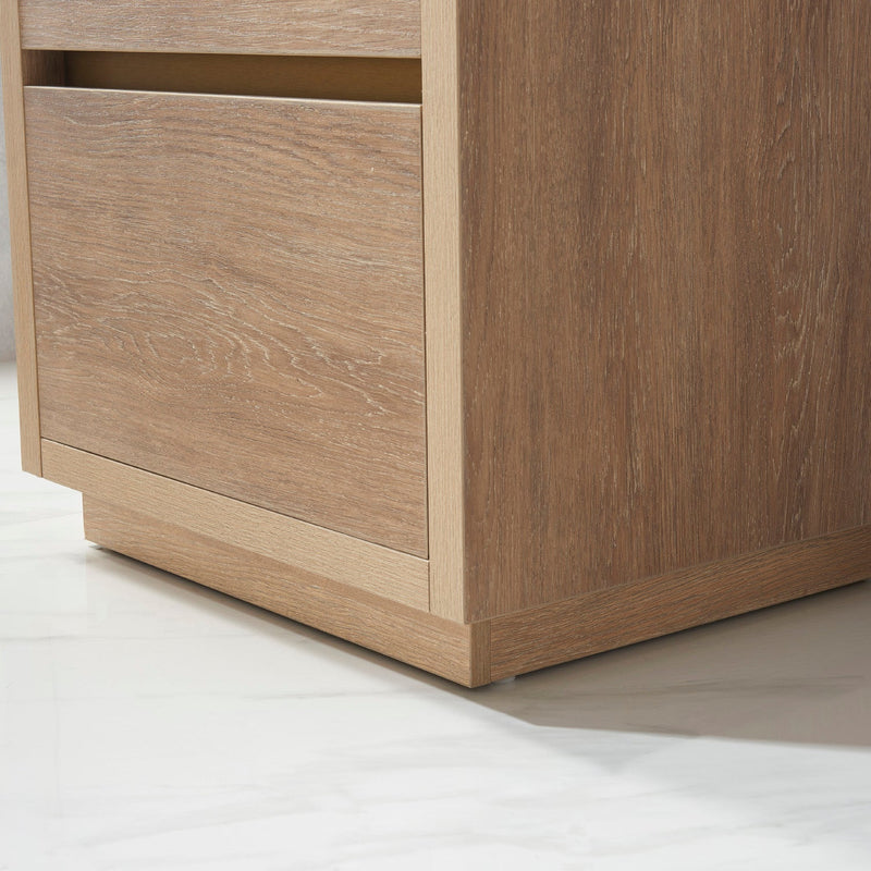 Vinnova 703024-NO-WH Huesca 24" Single Sink Bath Vanity in North American Oak with White Composite Integral Square Sink Top
