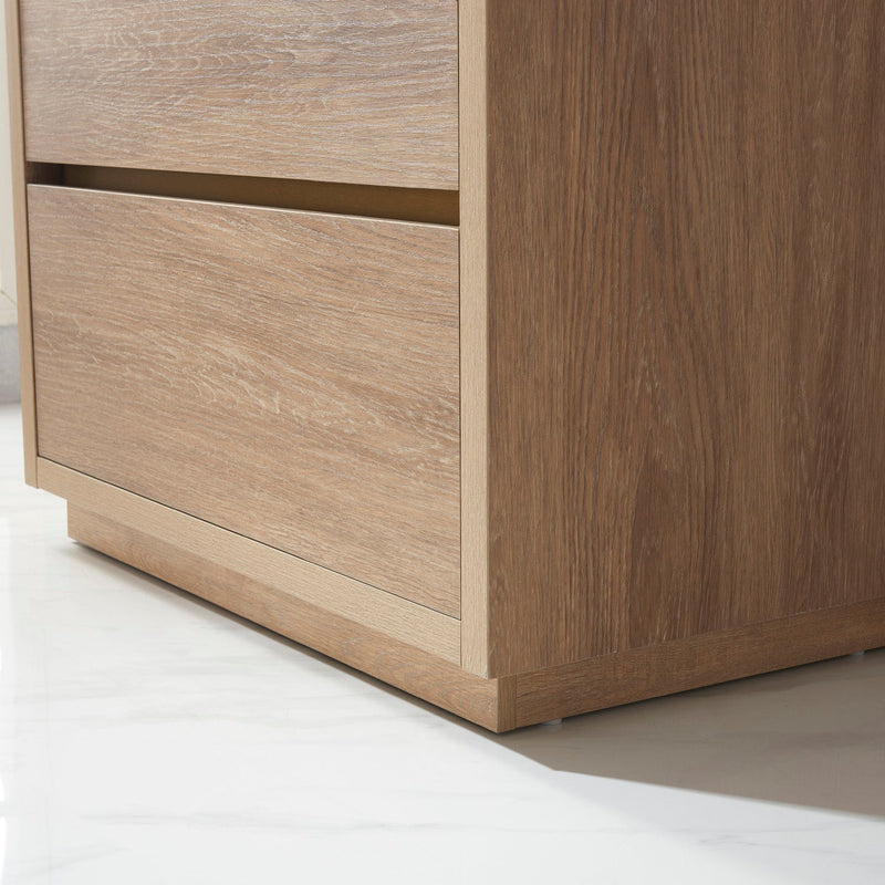 Vinnova 703036-NO-WH Huesca 36" Single Sink Bath Vanity in North American Oak with White Composite Integral Square Sink Top