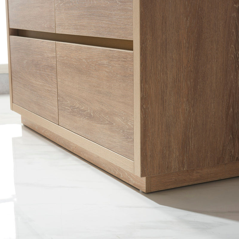 Vinnova 703048-NO-WH Huesca 48" Single Sink Bath Vanity in North American Oak with White Composite Integral Square Sink Top