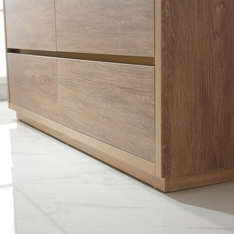 Vinnova 703072-NO-WH Huesca 72" Double Sink Bath Vanity in North American Oak with White Composite Integral Square Sink Top