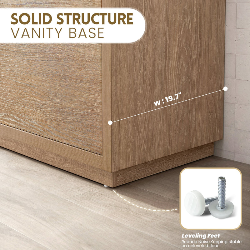 Vinnova 703084-NO-WH Huesca 84" Double Sink Bath Vanity in North American Oak with White Composite Integral Square Sink Top
