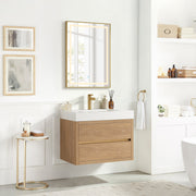 Vinnova 703130-NO-WH Palencia 30" Single Sink Wall-Mount Bath Vanity in North American Oak with White Composite Integral Square Sink Top - view 2
