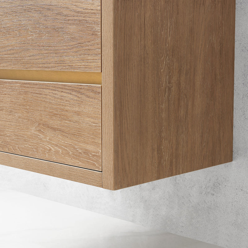 Vinnova 703130-NO-WH Palencia 30" Single Sink Wall-Mount Bath Vanity in North American Oak with White Composite Integral Square Sink Top - view 12