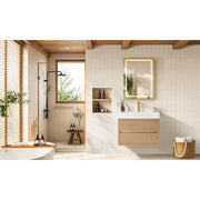 Vinnova 703130-NO-WH Palencia 30" Single Sink Wall-Mount Bath Vanity in North American Oak with White Composite Integral Square Sink Top - view 13