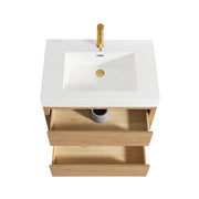 Vinnova 703130-NO-WH Palencia 30" Single Sink Wall-Mount Bath Vanity in North American Oak with White Composite Integral Square Sink Top - view 19