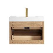 Vinnova 703130-NO-WH Palencia 30" Single Sink Wall-Mount Bath Vanity in North American Oak with White Composite Integral Square Sink Top - view 20