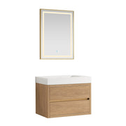 Vinnova 703130-NO-WH Palencia 30" Single Sink Wall-Mount Bath Vanity in North American Oak with White Composite Integral Square Sink Top - view 18