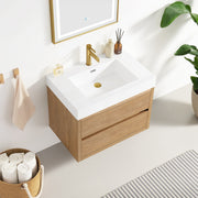 Vinnova 703130-NO-WH Palencia 30" Single Sink Wall-Mount Bath Vanity in North American Oak with White Composite Integral Square Sink Top - view 4