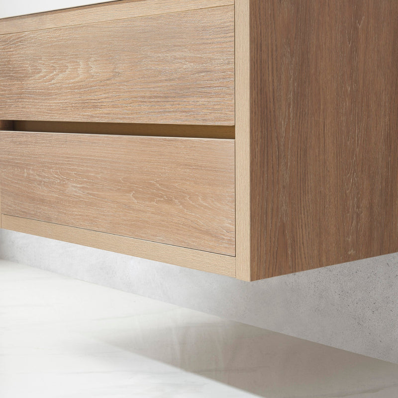 Vinnova 703136-NO-WH Palencia 36" Single Sink Wall-Mount Bath Vanity in North American Oak with White Composite Integral Square Sink Top