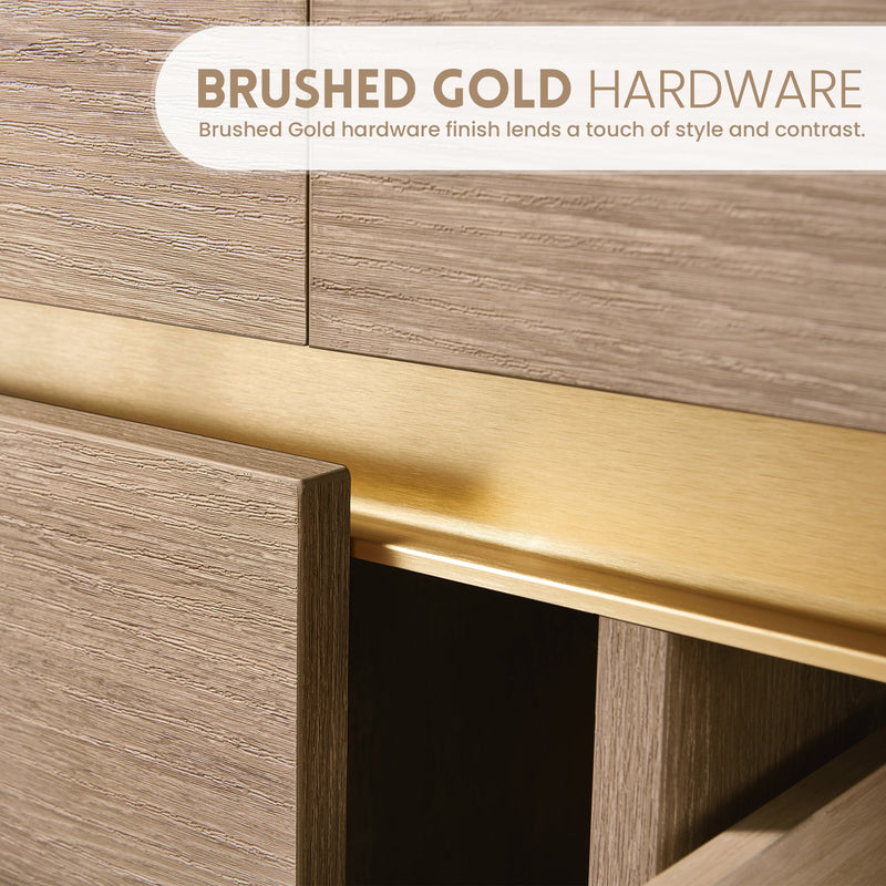Vinnova 703184-NO-WH Palencia 84" Double Sink Wall-Mount Bath Vanity in North American Oak with White Composite Integral Sink Top