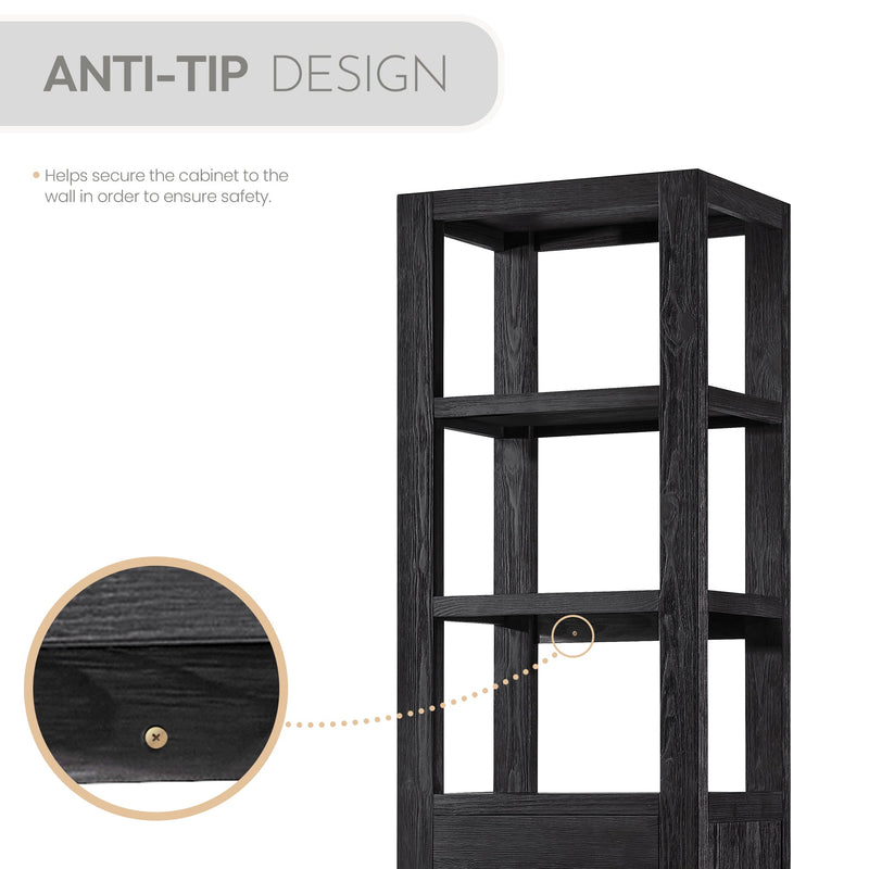 Vinnova 703822-SCA-FB León 22" Fir Wood Black Linen Storage Cabinet