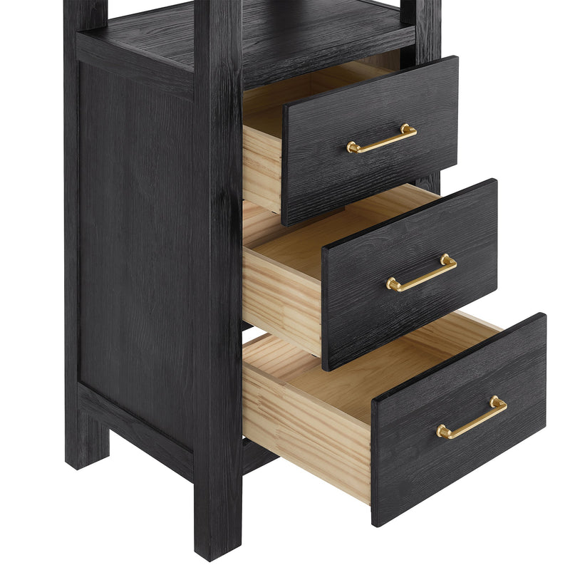 Vinnova 703822-SCA-FB León 22" Fir Wood Black Linen Storage Cabinet