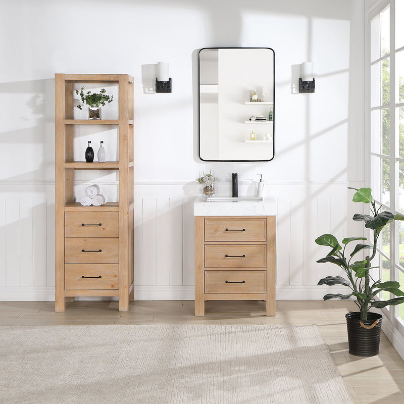 Vinnova 703822-SCA-FN León 22" Fir Wood Brown Linen Storage Cabinet