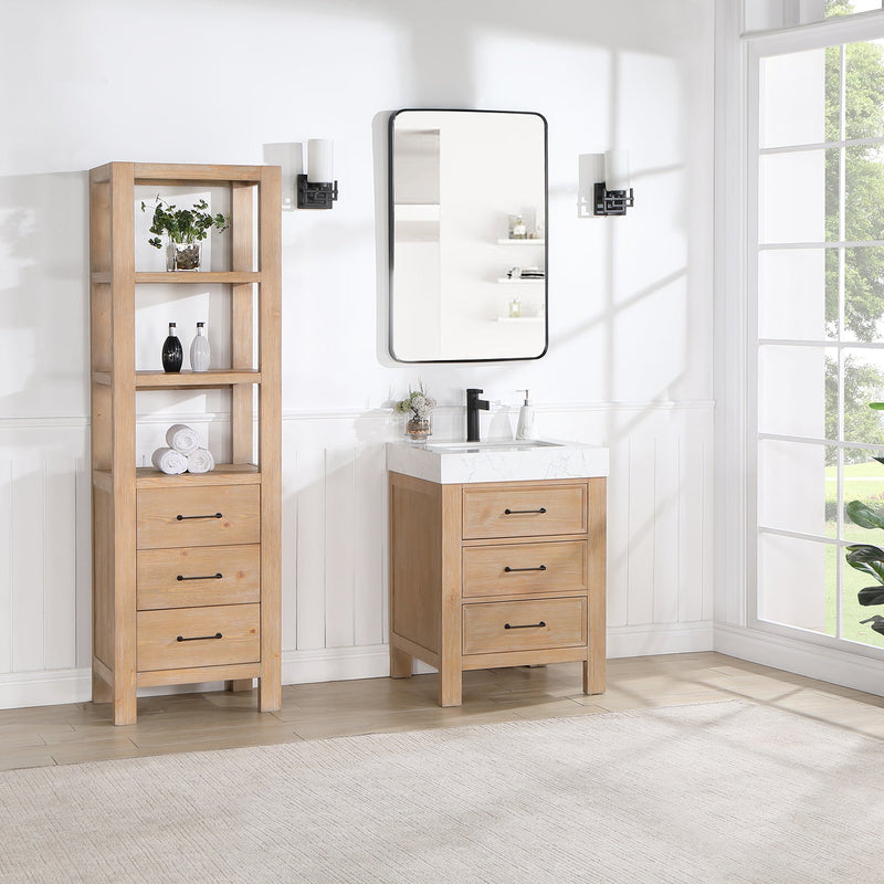 Vinnova 703822-SCA-FN León 22" Fir Wood Brown Linen Storage Cabinet