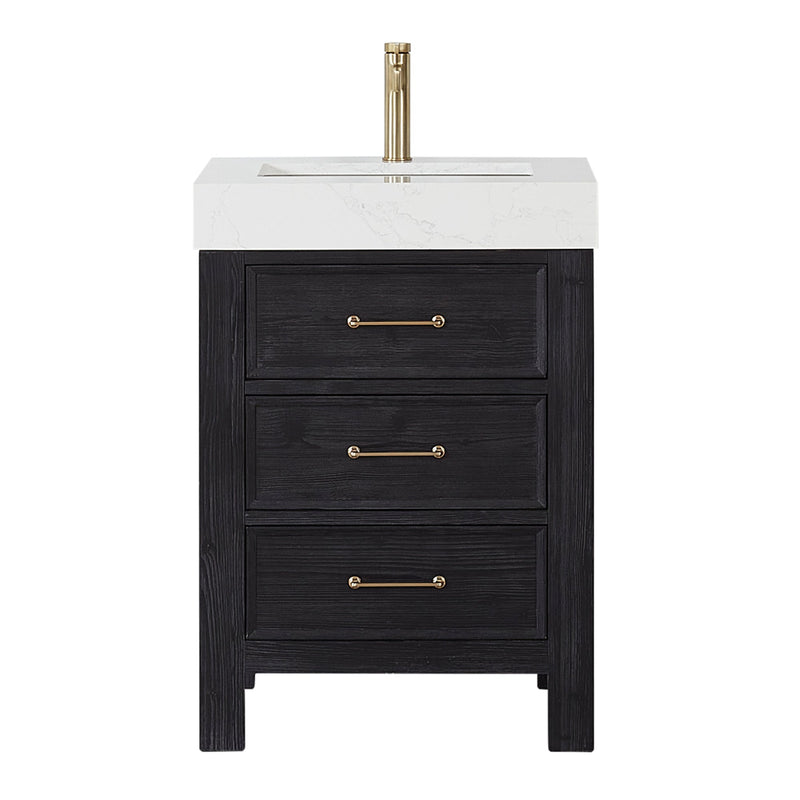 Vinnova 703824-FB-LW León 24" Free-standing Single Bathroom Vanity in Fir Wood Black