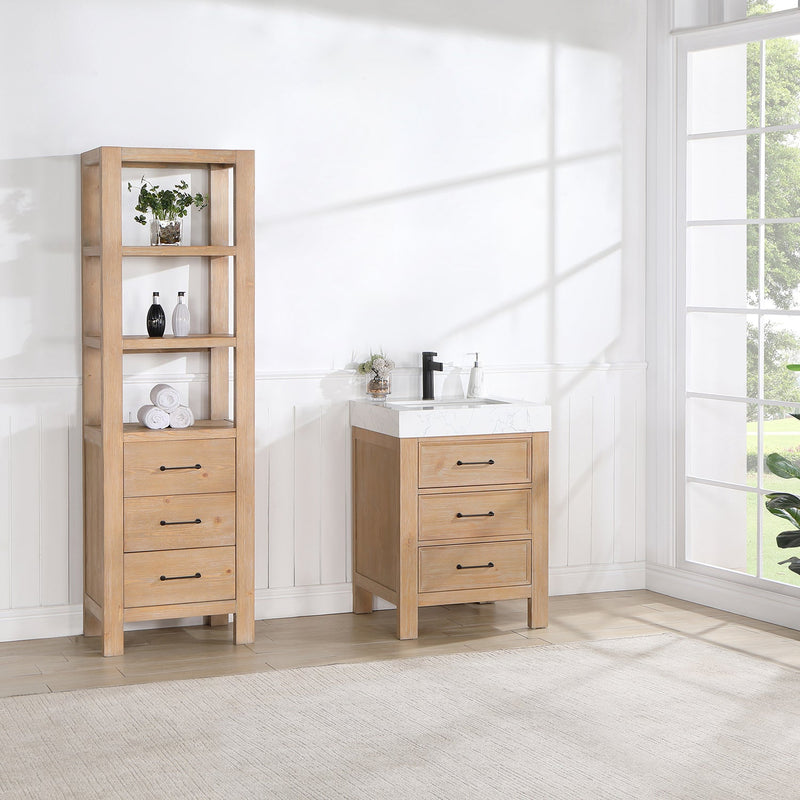 Vinnova 703824-FN-LW León 24" Free-standing Single Bathroom Vanity in Fir Wood Brown