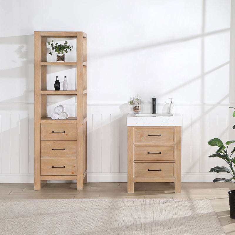 Vinnova 703824-FN-LW León 24" Free-standing Single Bathroom Vanity in Fir Wood Brown