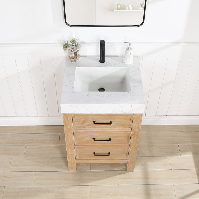 Vinnova 703824-FN-LW León 24" Free-standing Single Bathroom Vanity in Fir Wood Brown