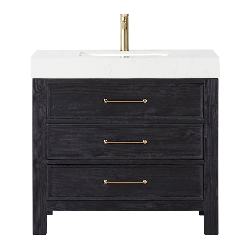Vinnova 703836-FB-LW León 36" Free-standing Single Bathroom Vanity in Fir Wood Black