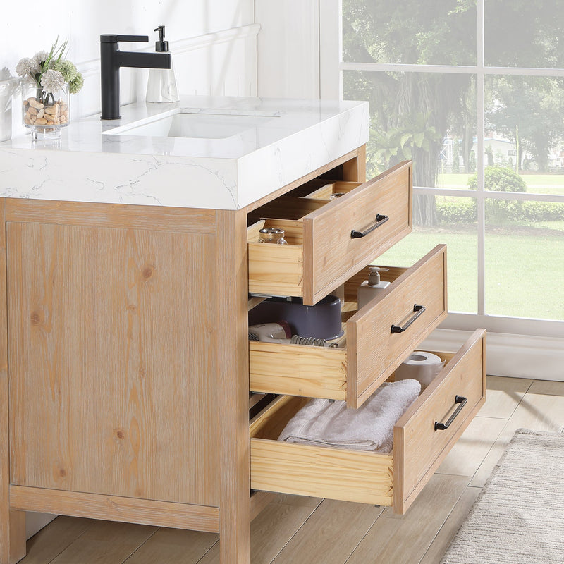 Vinnova 703836-FN-LW León 36" Free-standing Single Bathroom Vanity in Fir Wood Brown