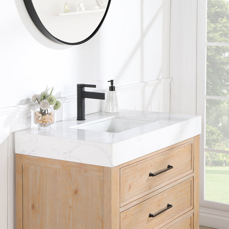 Vinnova 703836-FN-LW León 36" Free-standing Single Bathroom Vanity in Fir Wood Brown