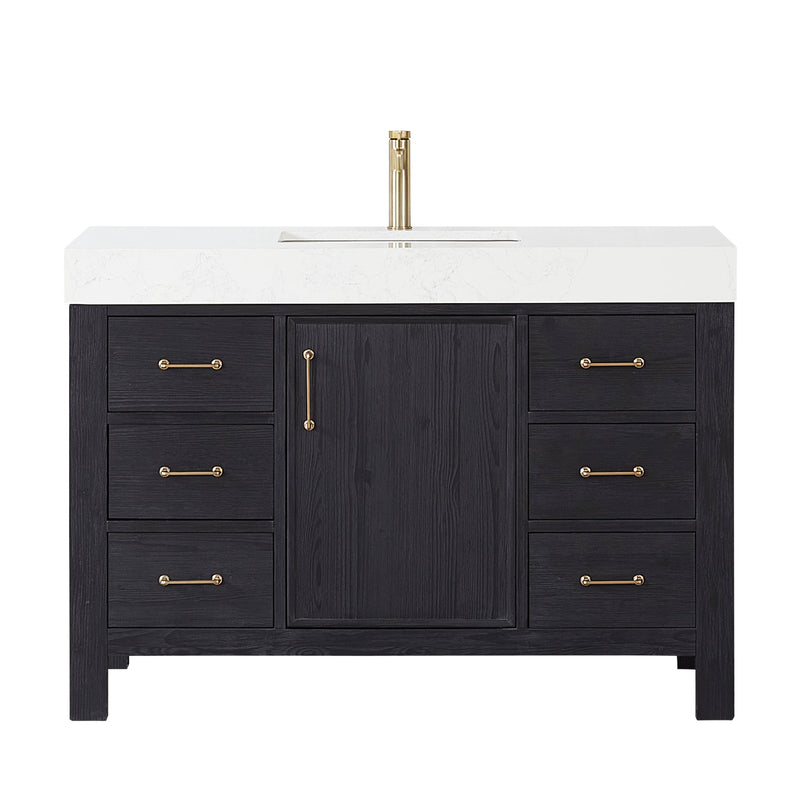 Vinnova 703848-FB-LW León 48" Free-standing Single Bathroom Vanity in Fir Wood Black