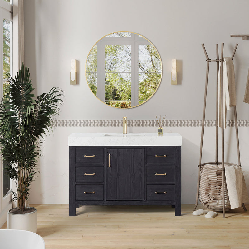 Vinnova 703848-FB-LW León 48" Free-standing Single Bathroom Vanity in Fir Wood Black