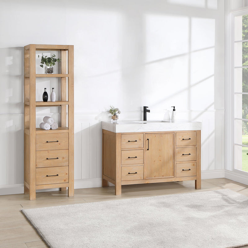 Vinnova 703848-FN-LW León 48" Free-standing Single Bathroom Vanity in Fir Wood Brown