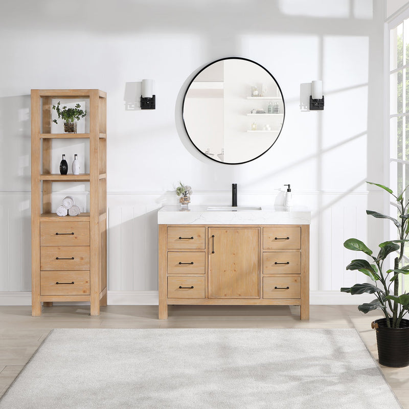 Vinnova 703848-FN-LW León 48" Free-standing Single Bathroom Vanity in Fir Wood Brown