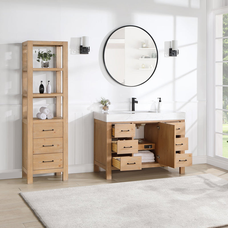 Vinnova 703848-FN-LW León 48" Free-standing Single Bathroom Vanity in Fir Wood Brown