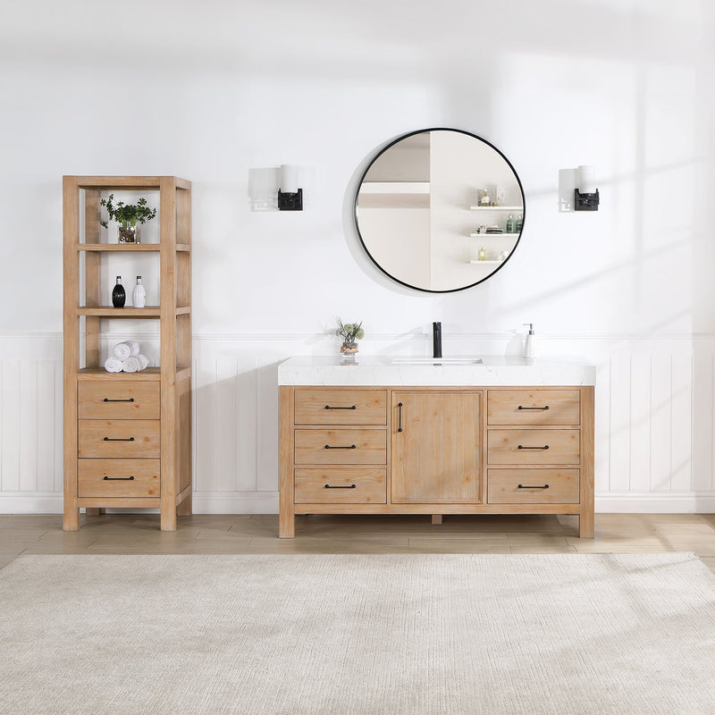 Vinnova 703860-FN-LW León 60" Free-standing Single Bathroom Vanity in Fir Wood Brown
