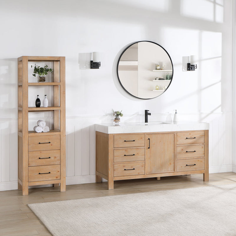 Vinnova 703860-FN-LW León 60" Free-standing Single Bathroom Vanity in Fir Wood Brown