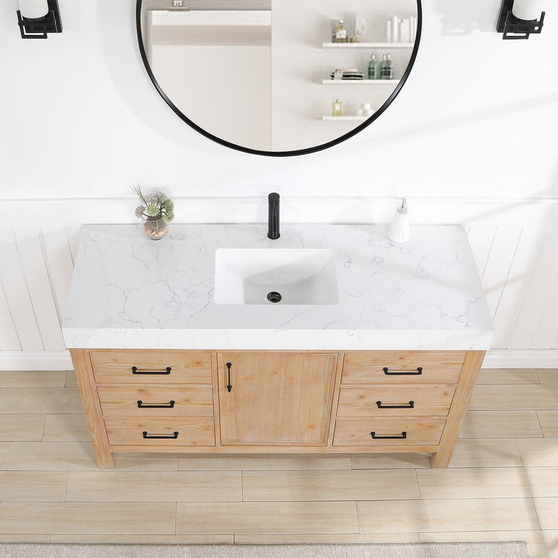 Vinnova 703860-FN-LW León 60" Free-standing Single Bathroom Vanity in Fir Wood Brown