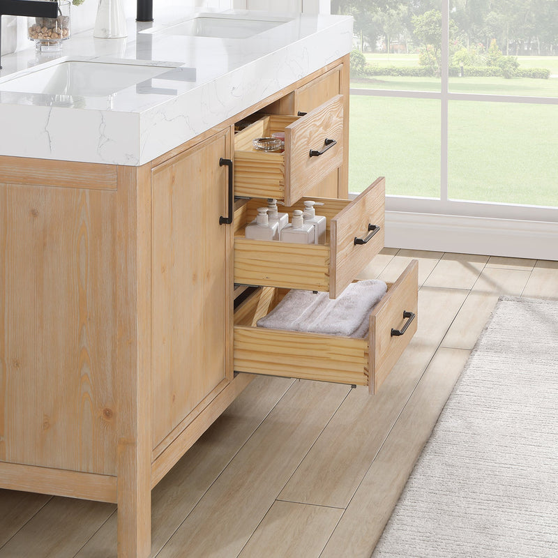 Vinnova 703860M-FN-LW León 60" Free-standing Double Bathroom Vanity in Fir Wood Brown