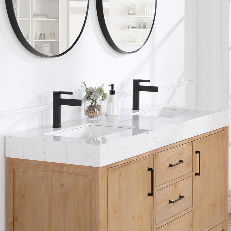 Vinnova 703860M-FN-LW León 60" Free-standing Double Bathroom Vanity in Fir Wood Brown
