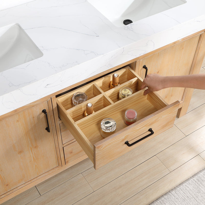 Vinnova 703860M-FN-LW León 60" Free-standing Double Bathroom Vanity in Fir Wood Brown