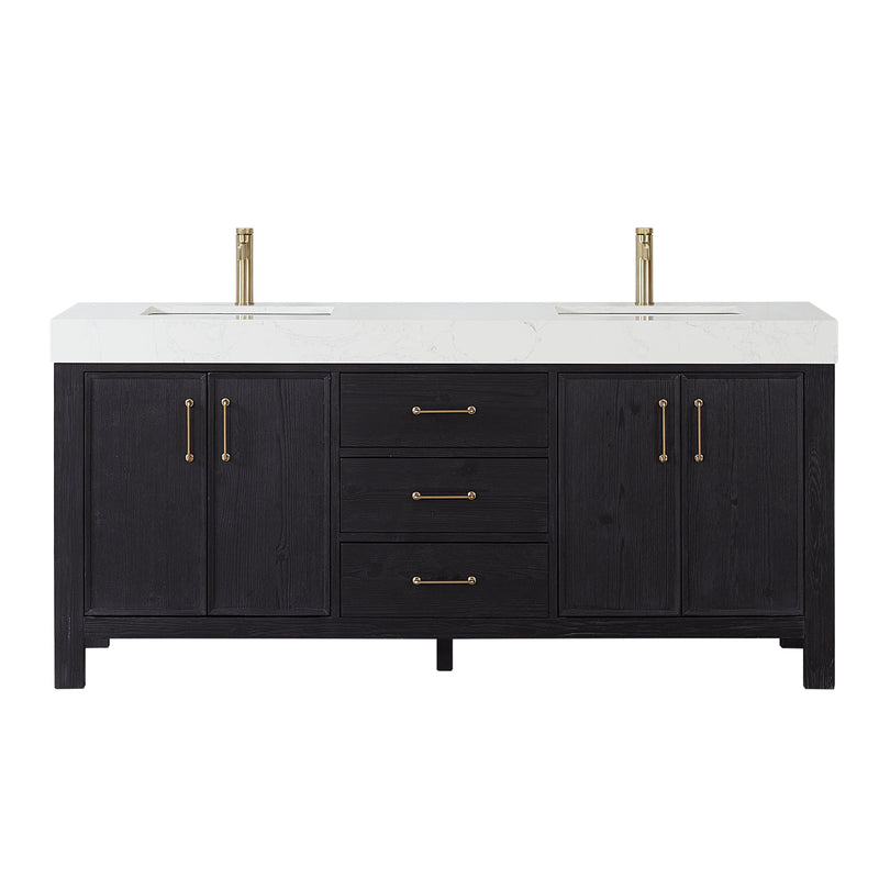 Vinnova 703872-FB-LW León 72" Free-standing Double Bathroom Vanity in Fir Wood Black