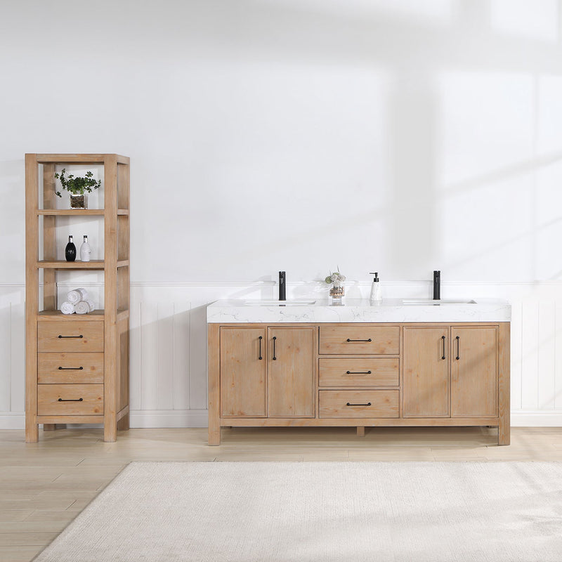 Vinnova 703872-FN-LW León 72" Freestanding Double Bathroom Vanity in Fir Wood Brown