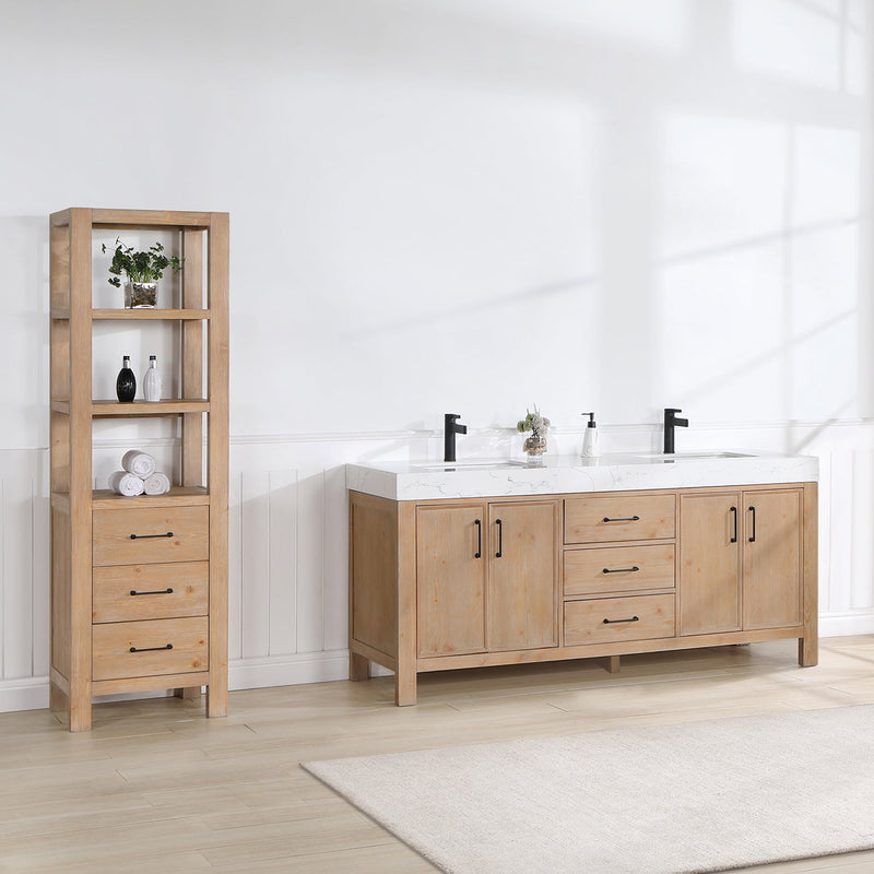 Vinnova 703872-FN-LW León 72" Freestanding Double Bathroom Vanity in Fir Wood Brown