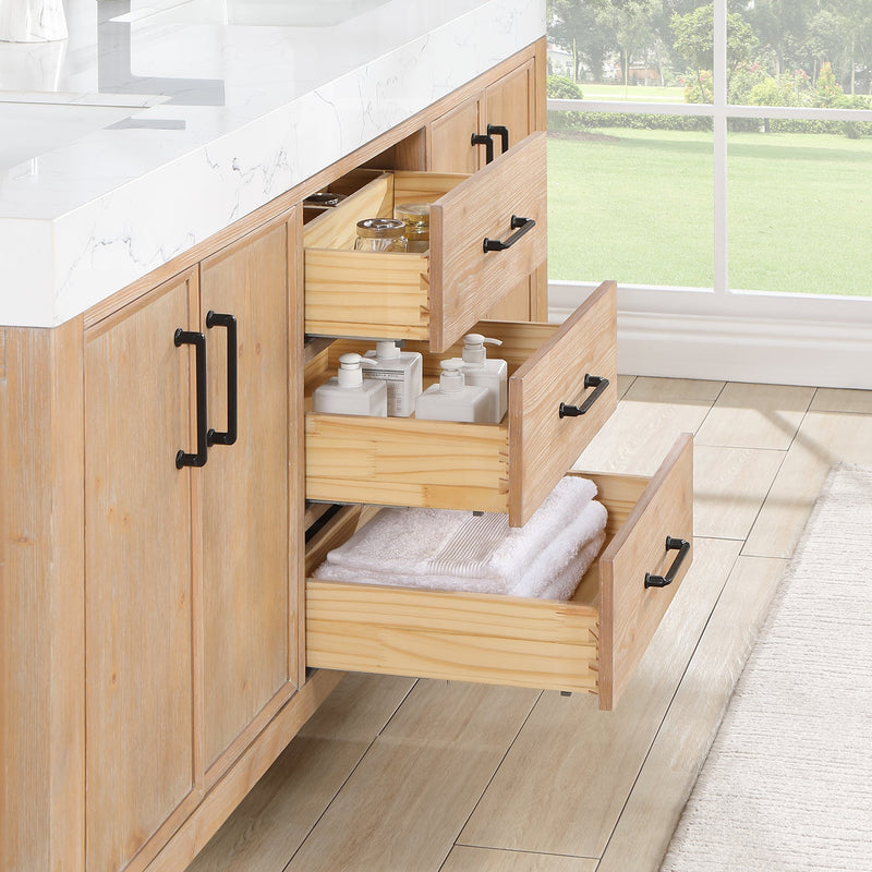 Vinnova 703872-FN-LW León 72" Freestanding Double Bathroom Vanity in Fir Wood Brown