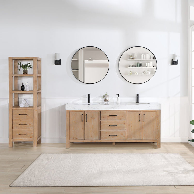 Vinnova 703872-FN-LW León 72" Freestanding Double Bathroom Vanity in Fir Wood Brown